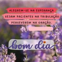 Alegrem-se na esperança, sejam pacientes na tribulação, perseverem na oração. 
 Bom dia Romanos 12:12