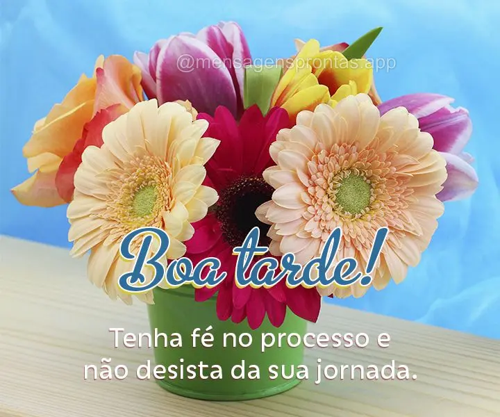 Tenha fé no processo e não desista da sua jornada. Boa tarde!