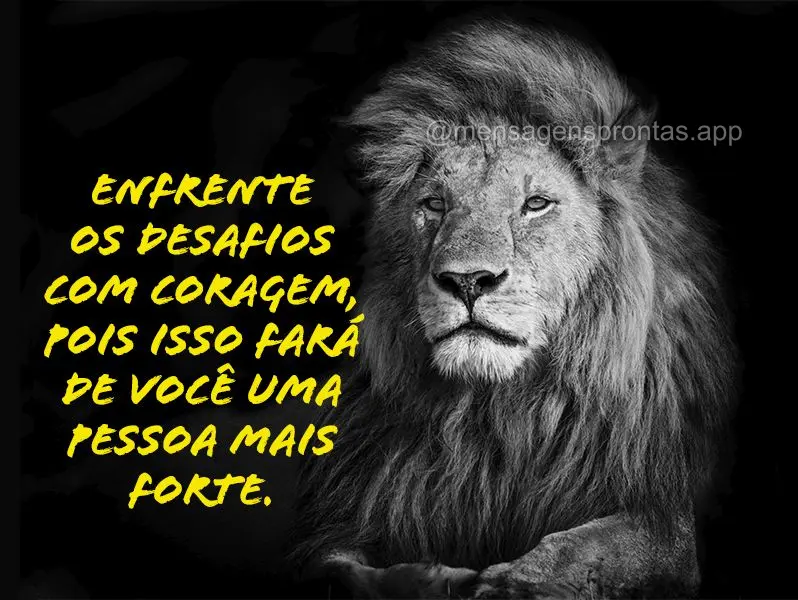 Enfrente os desafios com coragem, pois isso fará de você uma pessoa mais forte.