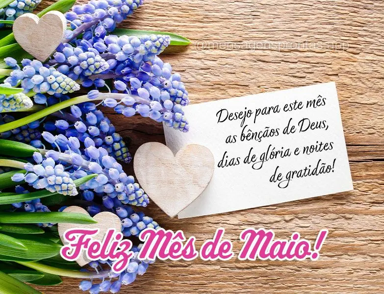Desejo para este mês as bênçãos de Deus, dias de glória e noites de gratidão! Feliz Mês de Maio!