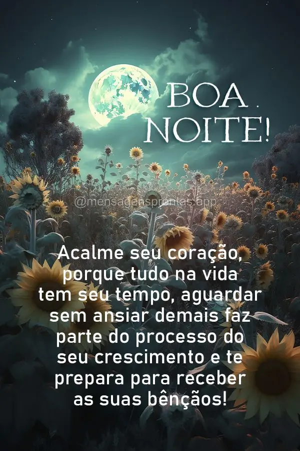 Acalme seu coração, porque tudo na vida tem seu tempo, aguardar sem ansiar demais faz parte do processo do seu crescimento e te prepara para receber as...