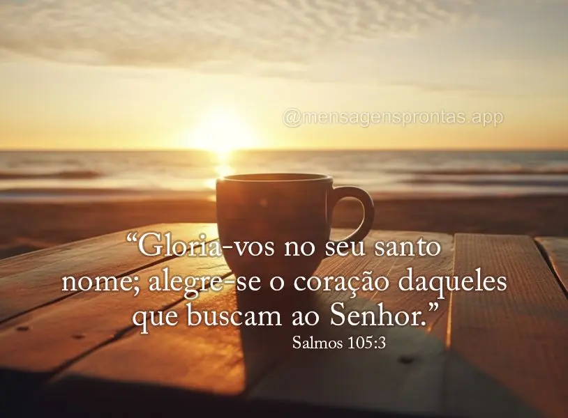 Gloria-vos no seu santo nome; alegre-se o coração daqueles que buscam ao Senhor. Salmos 105:3
