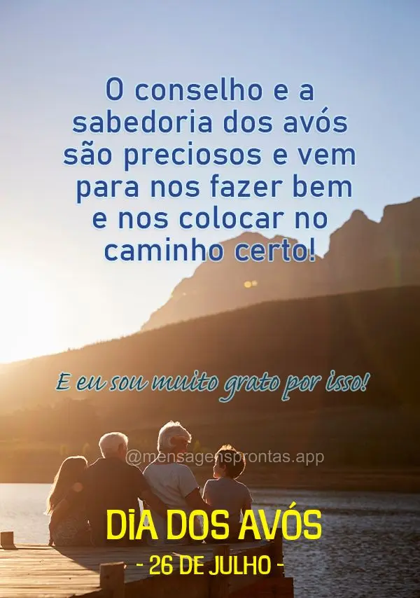 O conselho e a sabedoria dos avós são preciosos e vem para nos fazer bem e nos colocar no caminho certo! E eu sou muito grato por isso! 26 de Julho –...