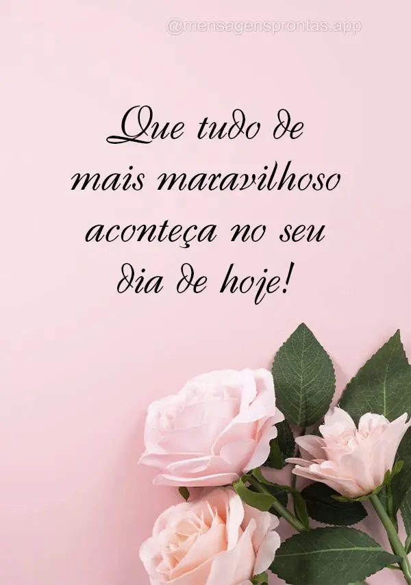 Que tudo de mais maravilhoso aconteça no seu dia de hoje!