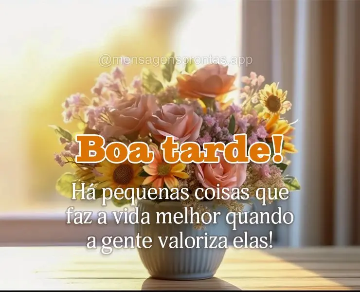 Há pequenas coisas que faz a vida melhor quando a gente valoriza elas! Boa tarde!