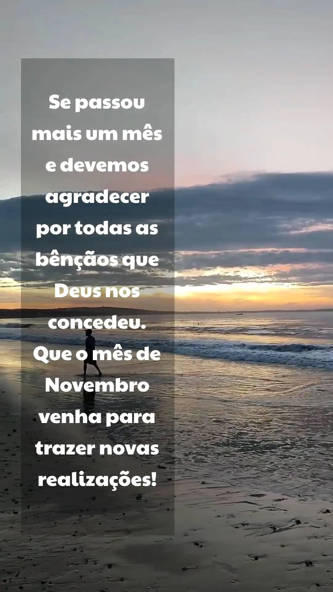 Se passou mais um mês e devemos agradecer por todas as bênçãos que Deus nos concedeu. Que o mês de Novembro venha para trazer novas realizações!...
