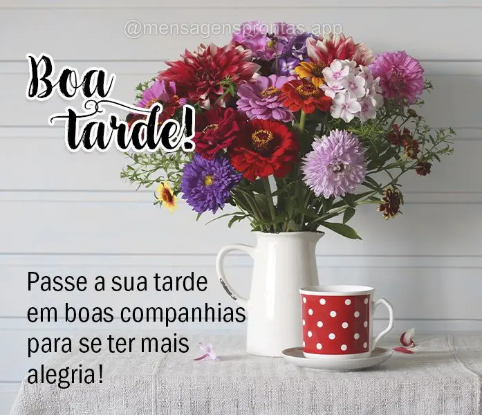 Passe a sua tarde em boas companhias para se ter mais alegria! Boa tarde!