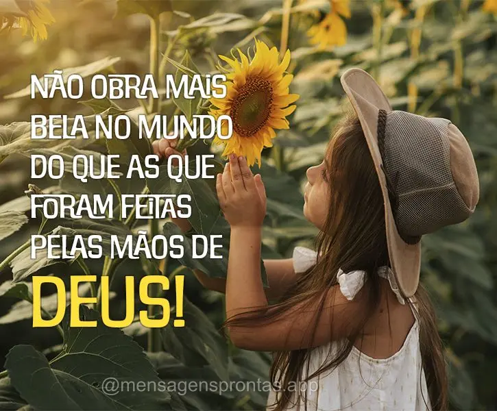 Não há obra mais bela no mundo do que as que foram feitas pelas mãos de Deus!