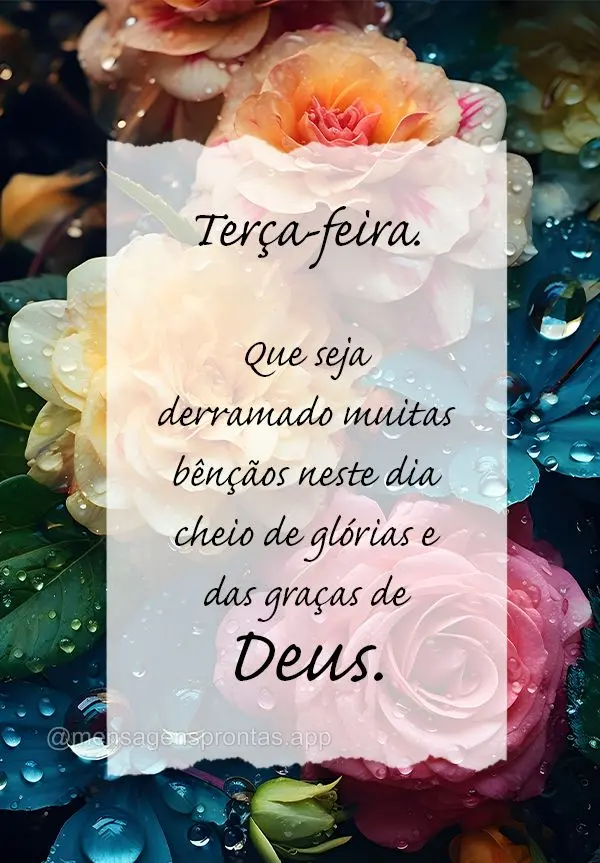 Que seja derramado muitas bênçãos neste dia cheio de glórias e das graças de Deus.  Terça-feira