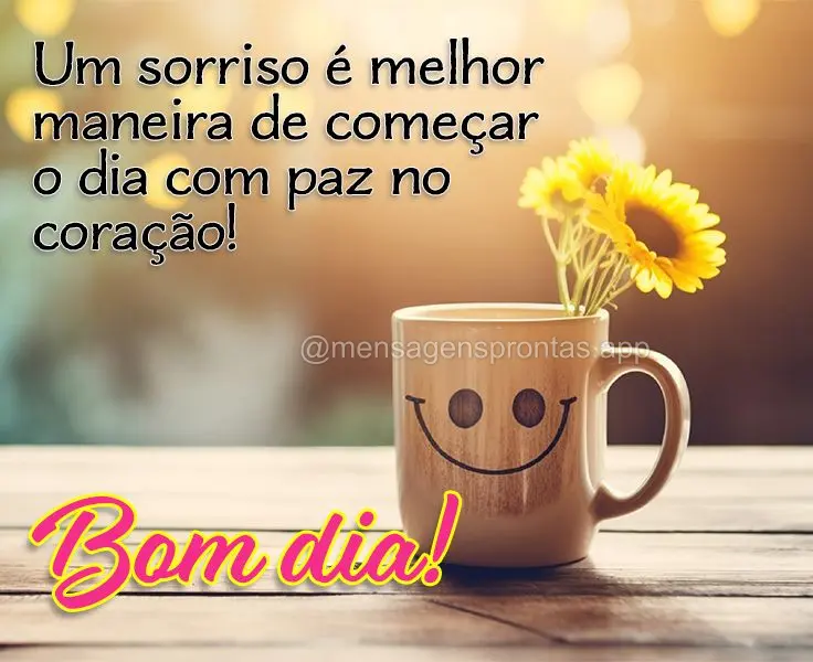 Um sorriso é melhor maneira de começar o dia com paz no coração! Bom dia!