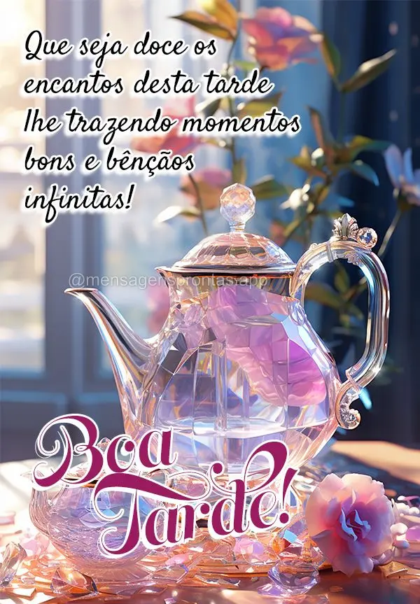 Que seja doce os encantos desta tarde lhe trazendo momentos bons e bênçãos infinitas! Boa tarde!