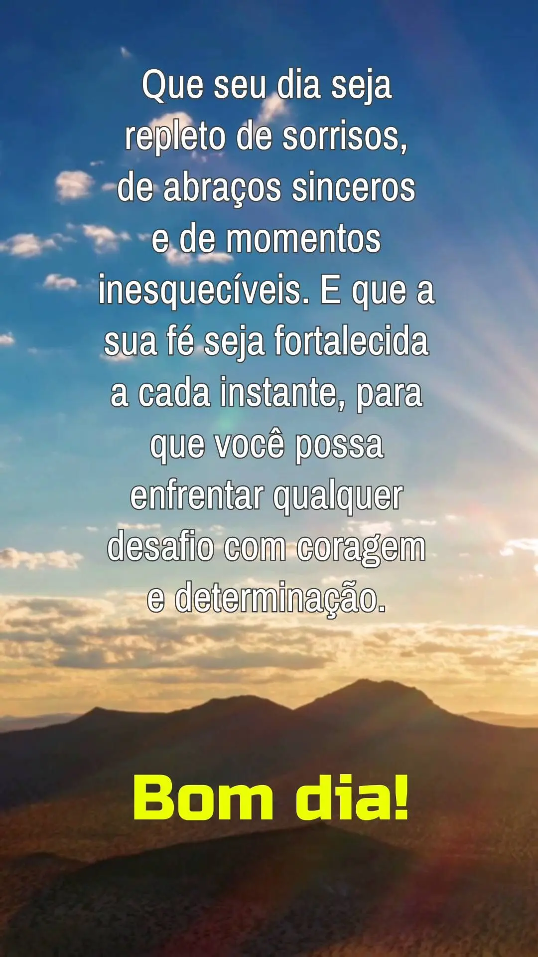 Que seu dia seja repleto de sorrisos, 
de abraços sinceros 
e de momentos inesquecíveis. E que a sua fé seja fortalecida a cada instante, para que voc...