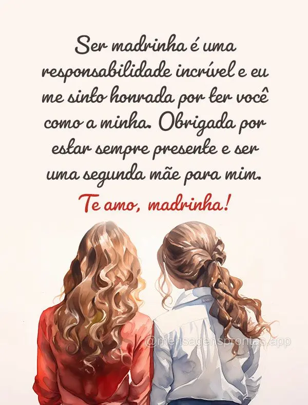 Ser madrinha é uma responsabilidade incrível e eu me sinto honrada por ter você como a minha. Obrigada por estar sempre presente e ser uma segunda mã...