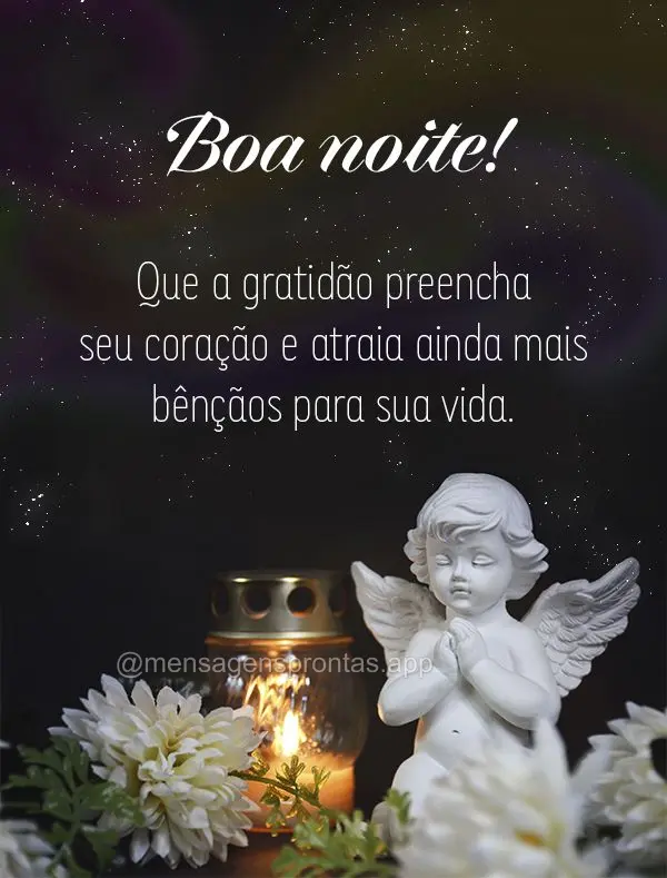 Que a gratidão preencha seu coração e atraia ainda mais bênçãos para sua vida. Boa noite!