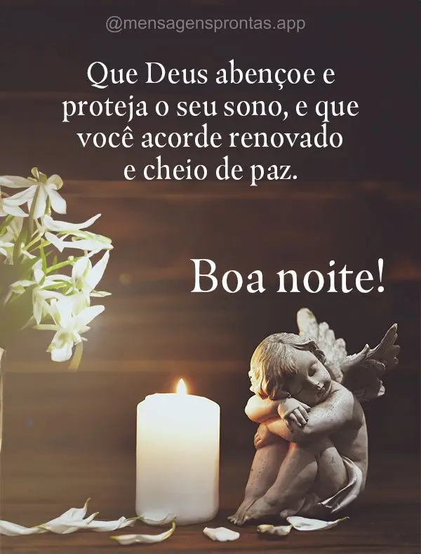 Que Deus abençoe e proteja o seu sono, e que você acorde renovado e cheio de paz. Boa noite!