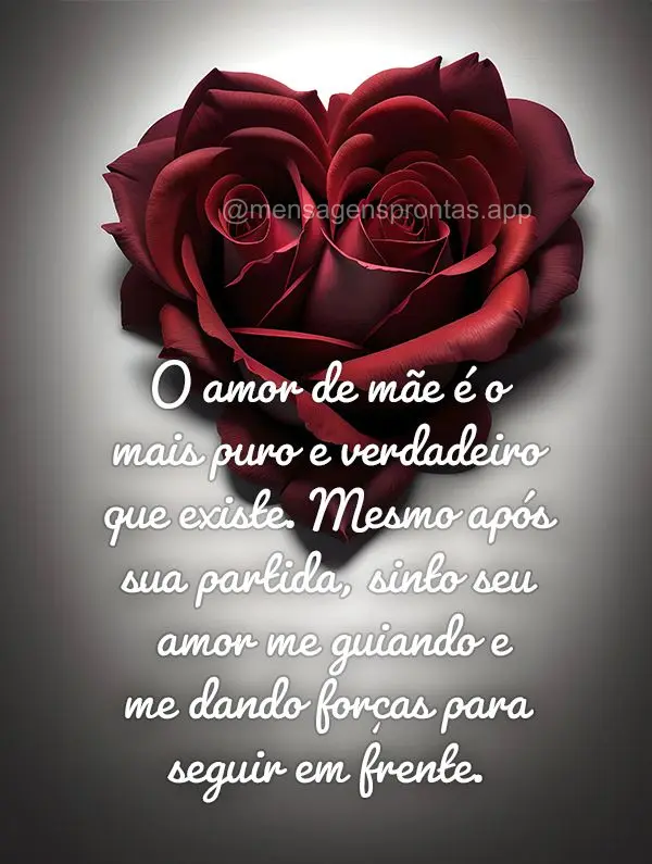 O amor de mãe é o mais puro e verdadeiro que existe. Mesmo após sua partida, sinto seu amor me guiando e me dando forças para seguir em frente.