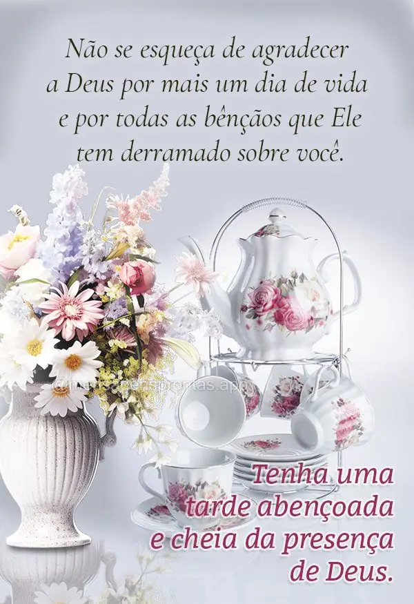 Não se esqueça de agradecer a Deus por mais um dia de vida e por todas as bênçãos que Ele tem derramado sobre você. Tenha uma tarde abençoada e ch...
