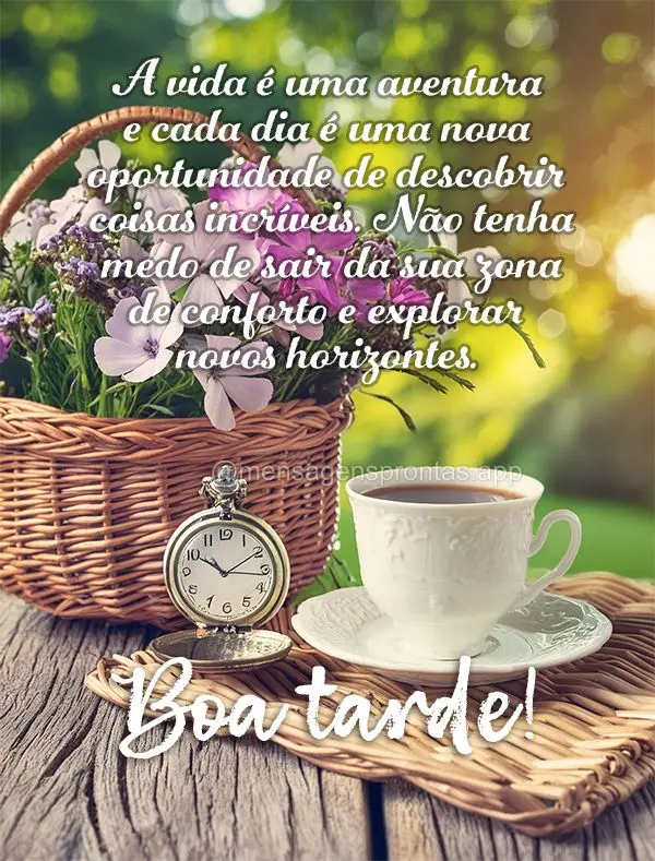 A vida é uma aventura e cada dia é uma nova oportunidade de descobrir coisas incríveis. Não tenha medo de sair da sua zona de conforto e explorar nov...