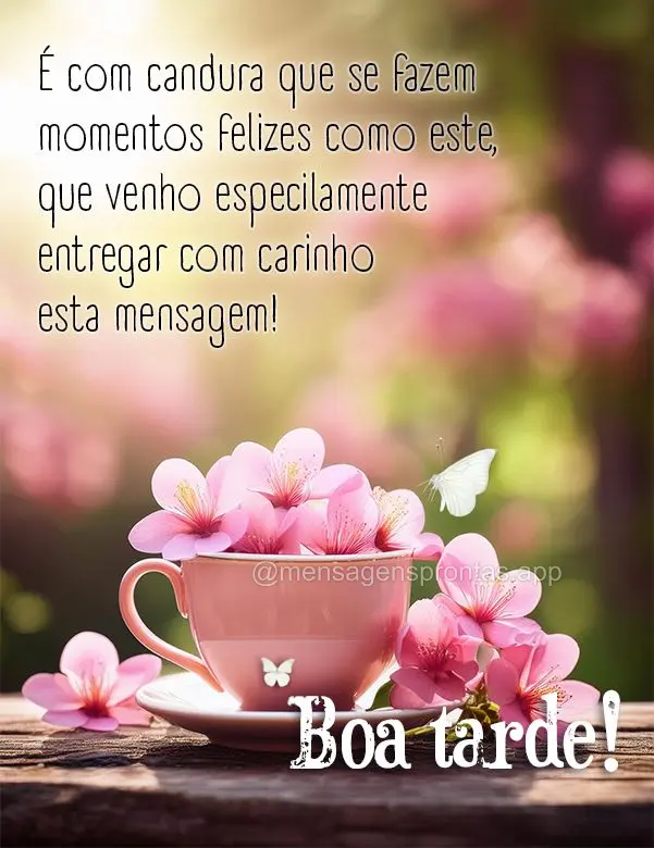 É com candura que se fazem momentos felizes como este, que venho especialmente entregar com carinho esta mensagem!  Boa tarde!