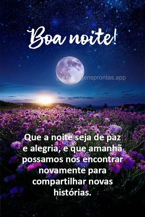 Que a noite seja de paz e alegria, e que amanhã possamos nos encontrar novamente para compartilhar novas histórias. Boa noite!