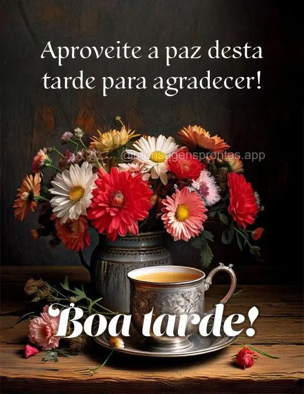 Aproveite a paz desta tarde para agradecer! Boa tarde!