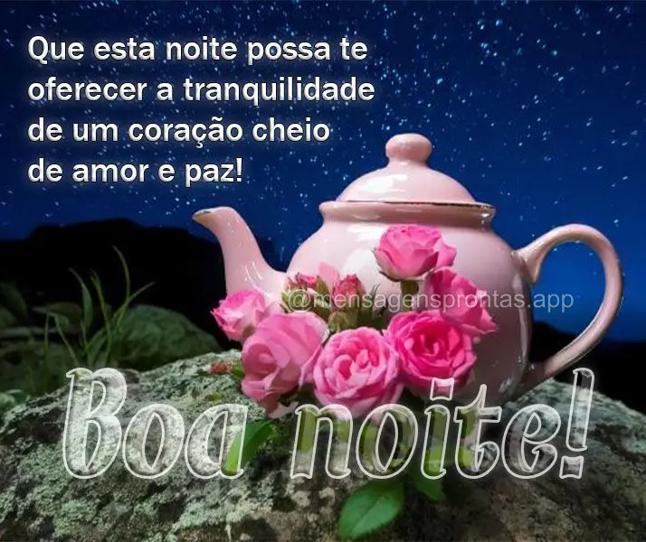 Que esta noite possa te oferecer a tranquilidade de um coração cheio de amor e paz! Boa noite!