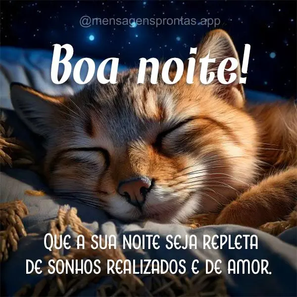 Que a sua noite seja repleta de sonhos realizados e de amor.  Boa noite! 