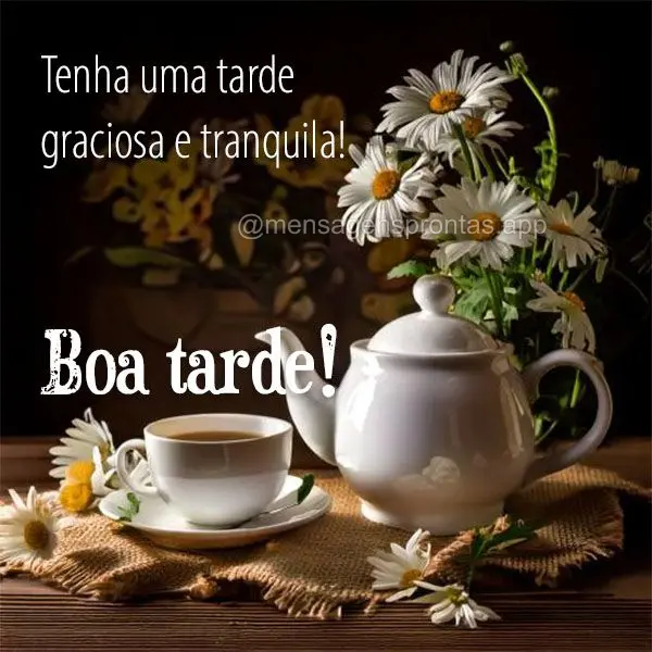 Tenha uma tarde graciosa e tranquila. Boa tarde!