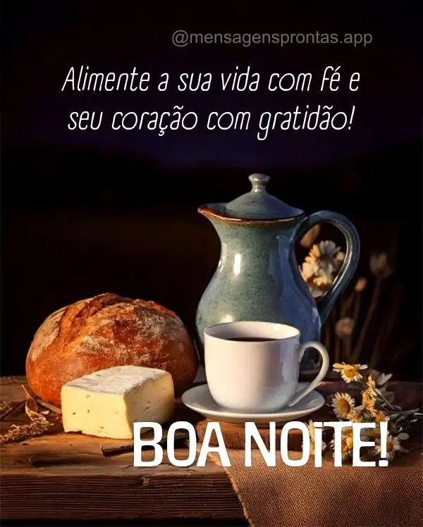 Alimente a sua vida com fé e seu coração com gratidão!  Boa noite!
