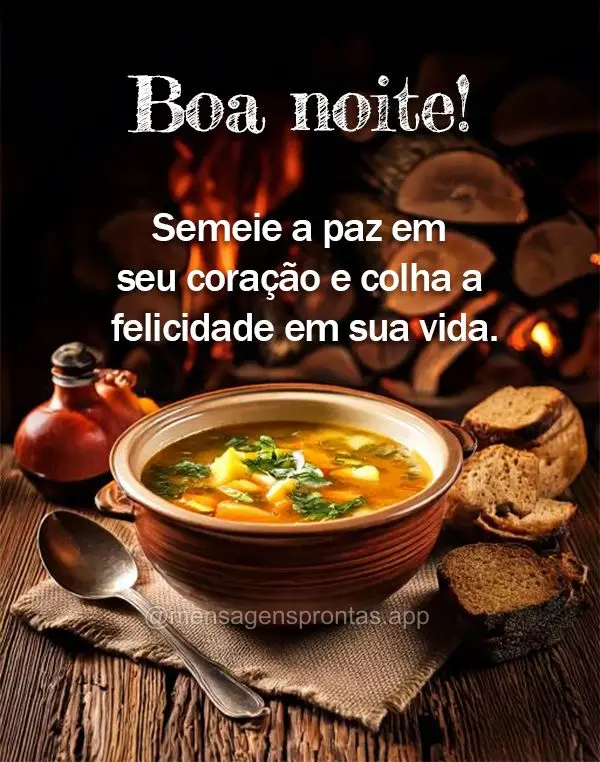 Semeie a paz em seu coração e colha a felicidade em sua vida. Boa noite!