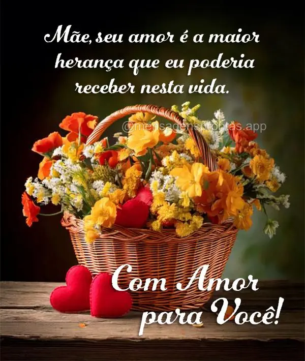 Mãe, seu amor é a maior herança que eu poderia receber nesta vida. Com Carinho para Você!