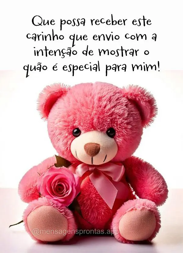 Que possa receber este carinho que envio com a intenção de mostrar o quão é especial para mim! 