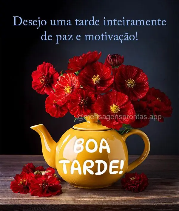 Desejo uma tarde inteiramente de paz e motivação! Boa tarde! 
