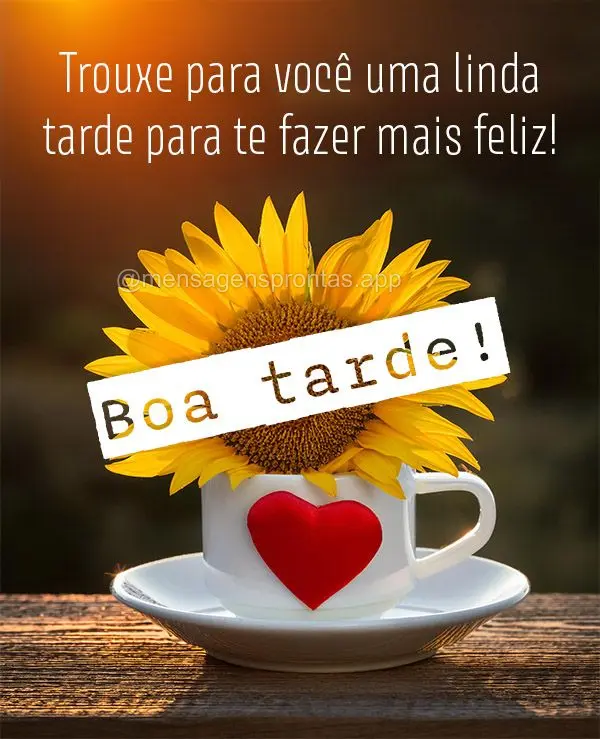 Trouxe para você uma linda tarde para te fazer mais feliz! Boa tarde!