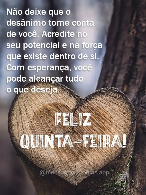 Não deixe que o desânimo tome conta de você. Acredite no seu potencial e na força que existe dentro de si. Com esperança, você pode alcançar tudo ...