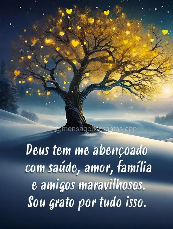 Deus tem me abençoado com saúde, amor, família e amigos maravilhosos. Sou grato por tudo isso.