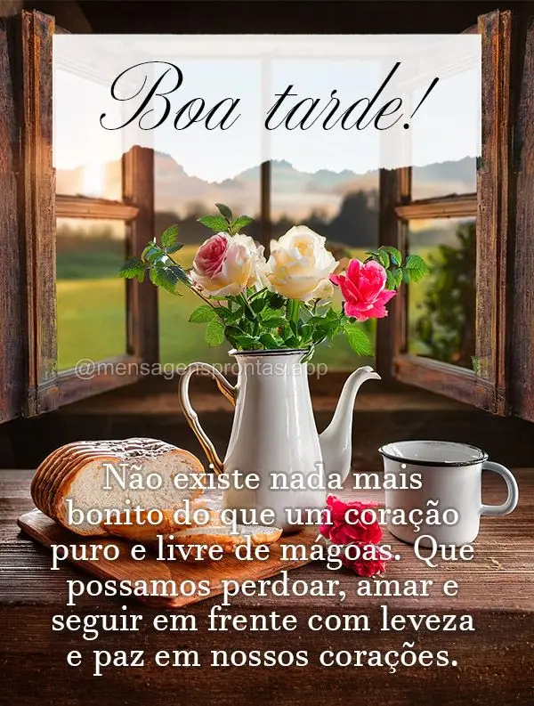 Não existe nada mais bonito do que um coração puro e livre de mágoas. Que possamos perdoar, amar e seguir em frente com leveza e paz em nossos coraç...