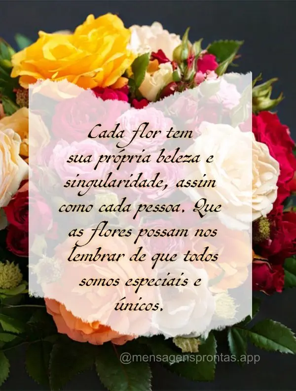 Cada flor tem sua própria beleza e singularidade, assim como cada pessoa. Que as flores possam nos lembrar de que todos somos especiais e únicos.