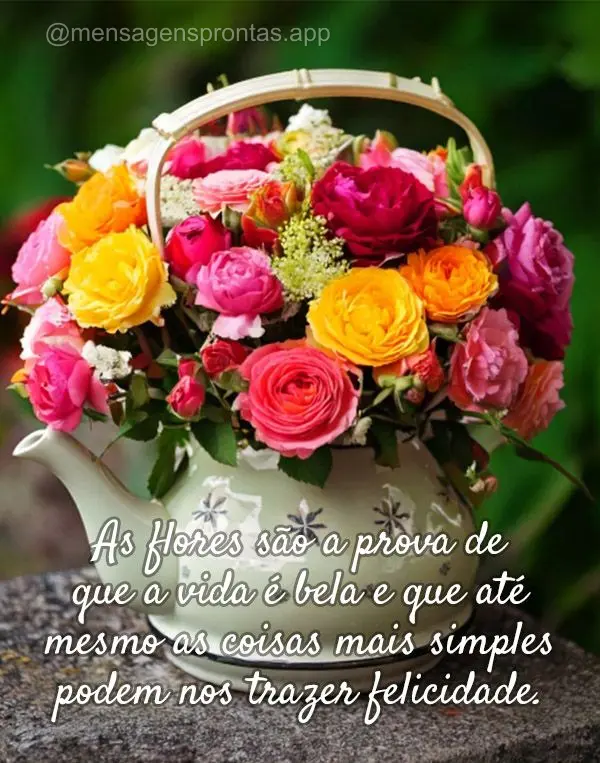 As flores são a prova de que a vida é bela e que até mesmo as coisas mais simples podem nos trazer felicidade.