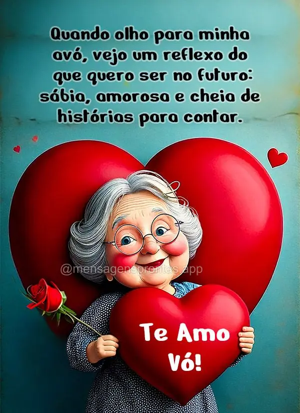 Quando olho para minha avó, vejo um reflexo do que quero ser no futuro: sábia, amorosa e cheia de histórias para contar.