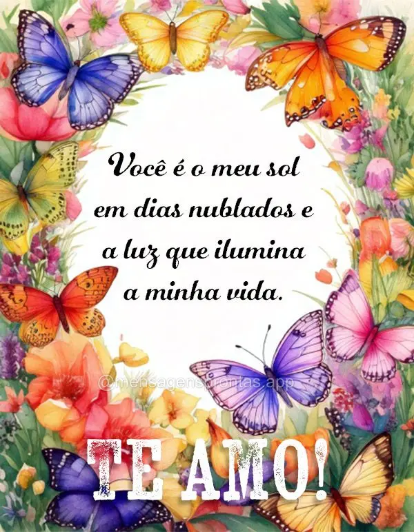 Você é o meu sol em dias nublados e a luz que ilumina a minha vida.  Te amo!