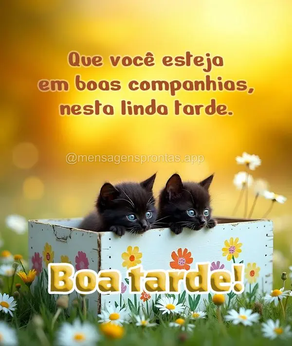 Que você esteja em boas companhias, nesta linda tarde. Boa tarde!