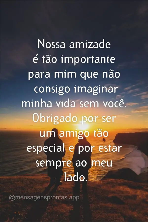 Nossa amizade é tão importante para mim que não consigo imaginar minha vida sem você. Obrigado por ser um amigo tão especial e por estar sempre ao m...