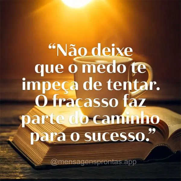 "Não deixe que o medo te impeça de tentar. O fracasso faz parte do caminho para o sucesso."