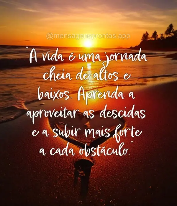 "A vida é uma jornada cheia de altos e baixos. Aprenda a aproveitar as descidas e a subir mais forte a cada obstáculo."