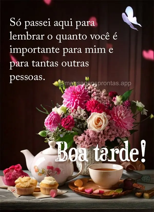 Só passei aqui para lembrar o quanto você é importante para mim e para tantas outras pessoas. Boa tarde!