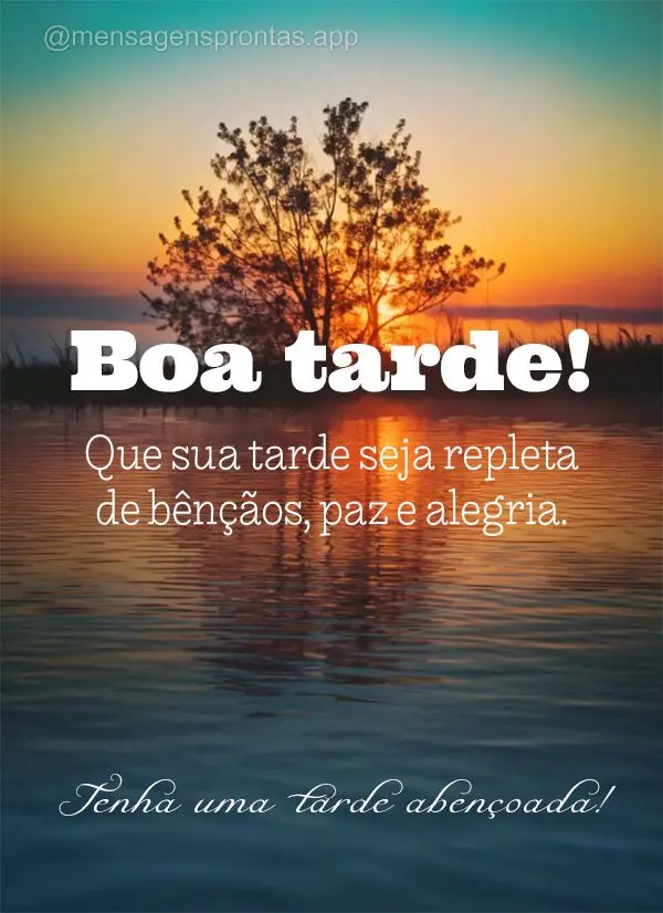 Que sua tarde seja repleta de bênçãos, paz e alegria. Tenha uma tarde abençoada! Boa tarde!