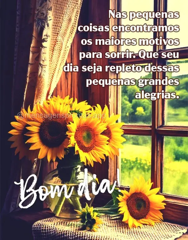 Nas pequenas coisas encontramos os maiores motivos para sorrir. Que seu dia seja repleto dessas pequenas grandes alegrias. Bom dia!