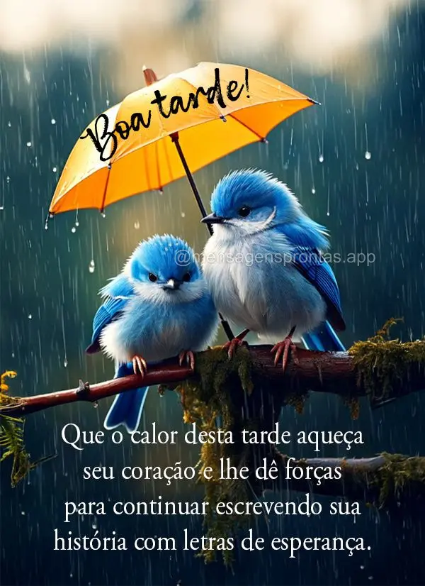 Que o calor desta tarde aqueça seu coração e lhe dê forças para continuar escrevendo sua história com letras de esperança. Boa tarde!