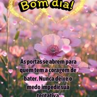 As portas se abrem para quem tem a coragem de bater. Nunca deixe o medo impedir sua tentativa. Bom dia!